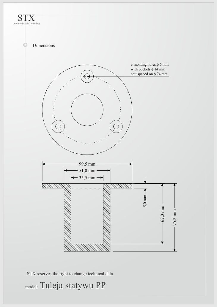 STX Tuleja pod statyw PP STX Tuleja pod statyw PP